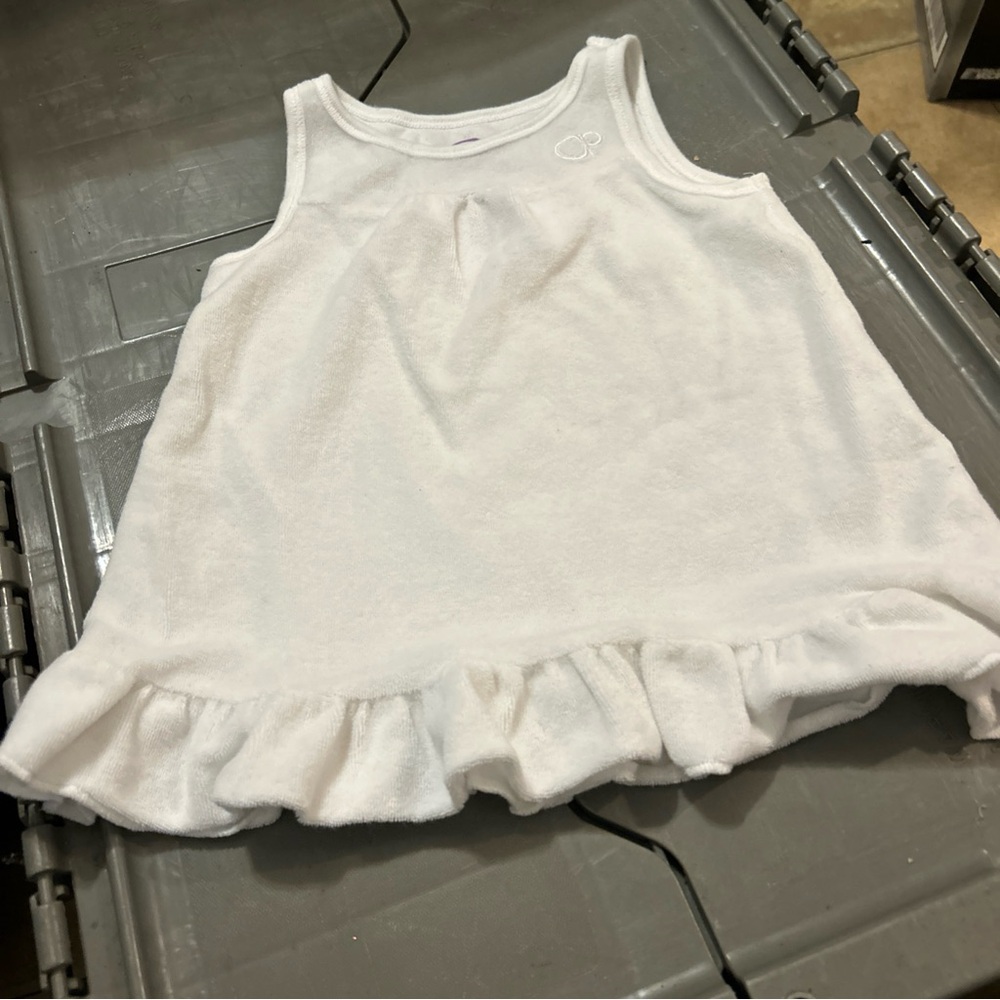 OP White Ruffle Hem Kids Tank Top